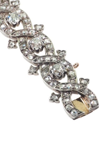 Um 1900 - Rosegold & Silber Diamantarmband Niederländisch, inkl. Edelsteinezertifikat! – Bild 5