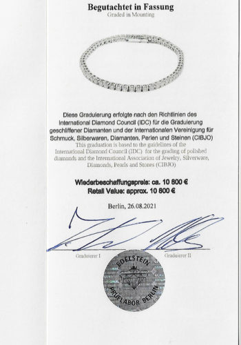 Um 1990 - Diamantarmband / Tennis-Armband, inkl. Edelsteingutachten! – Bild 8