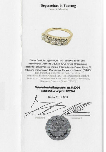 ** VERKAUFT ** Second Hand - Fivestones Verlobungsring, Diamantring inkl. Steinegutachten! – Bild 8