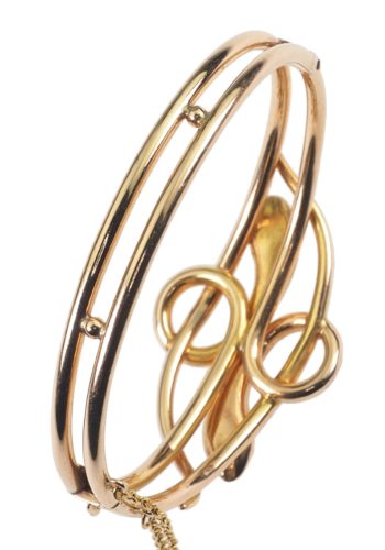 Um 1890 - "verschlungene Schlangen" Goldarmreif, französisch – Bild 5