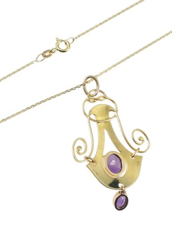 Um 1900 - "Murrle Bennet" Goldanhänger mit zwei Amethysten – Bild 5