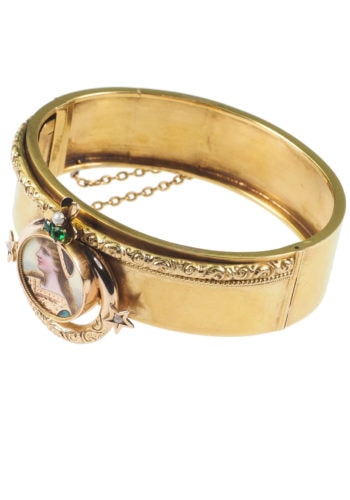 Um 1870 - Französischer Goldarmreif mit Emaille-Malerei – Bild 5