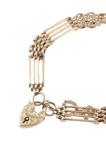 Um 1910 - Padlock-Goldarmband mit handgravierten Gliedern – Bild 3