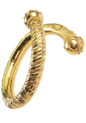 Um 1880 - 15K Goldarmreif mit Handgravur & Granulation – Bild 3