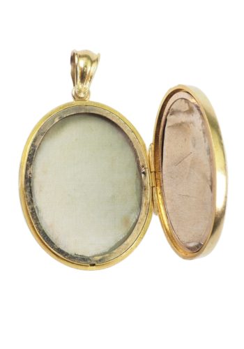 ** VERKAUFT ** Um 1860 - Viktorianisches Goldmedaillon mit Handgravuren – Bild 3