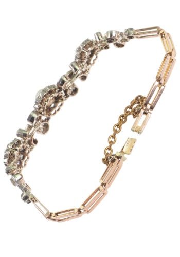 Um 1880 - Viktorianisches Diamantarmband mit drei Naturperlen – Bild 5