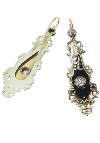 ** VERKAUFT ** Um 1845 - Französische Gold & Emailleohrringe aus der Zeit von Louis Philippe – Bild 3