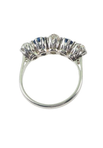 Um 1930 - Fivestones-Verlobungsring Diamanten & Saphire, inkl. Steinegutachten! – Bild 5