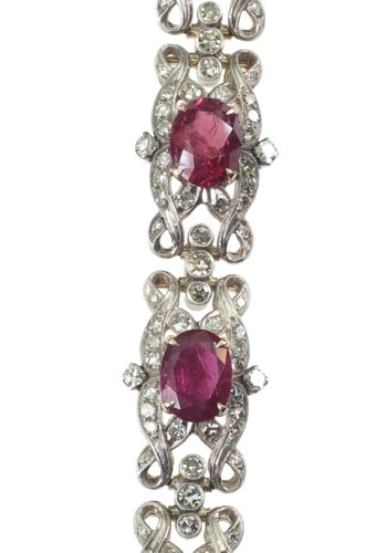 ** VERKAUFT ** Um 1900 - Rubine & Diamanten Armband, inkl. Edelsteingutachten! – Bild 5