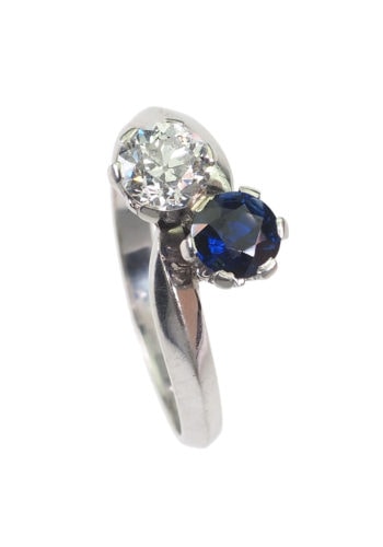 Um 1920 - You+Me Verlobungsring, inklusive Edelsteineprüfbericht! – Bild 3