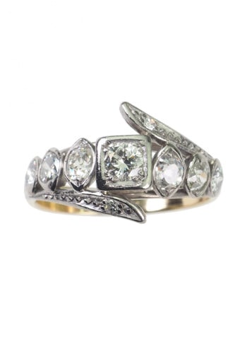 Um 1900 - Englischer Diamantring aus 18K Gold & Silber – Bild 3