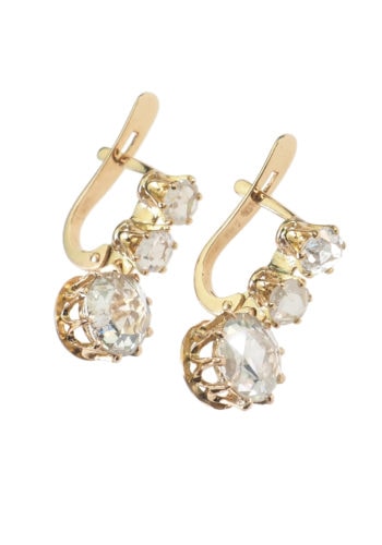 Um 1900 - Rosenschliff-Diamanten Ohrringe, inkl. gemmologisches Zertifikat! – Bild 4