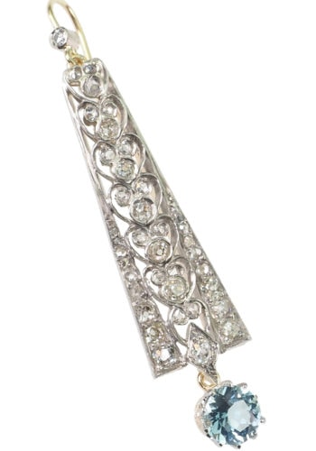 Um 1900 - Aquamarin & Diamanten Ohrringe, edwardianisch – Bild 3