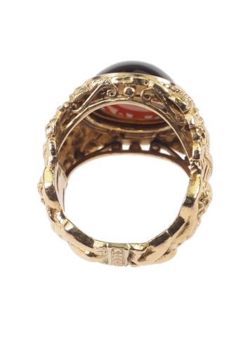 Um 1900 - 18 ct. Goldring mit Granatcabochon – Bild 4