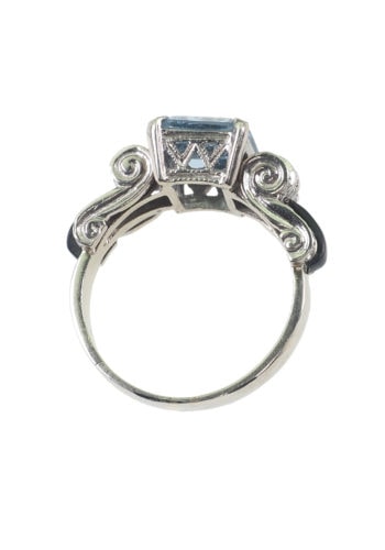 Um 1950 - Aquamarin, Diamanten & Onyx Ring – Bild 5