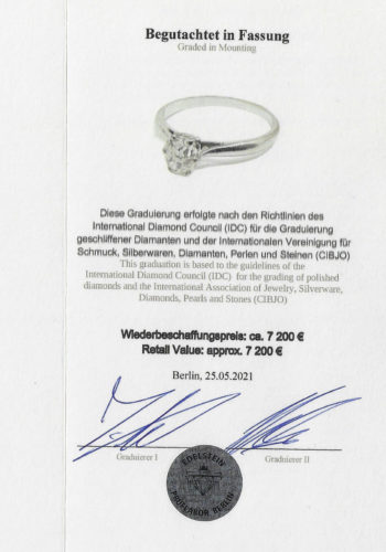 Um 1960 - Weißgold Solitär Verlobungsring, aus Österreich inkl. Edelsteingutachten! – Bild 7