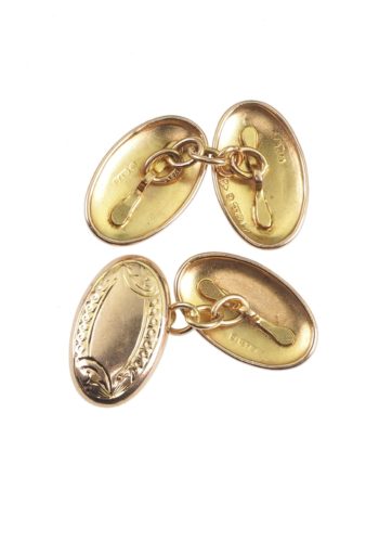 Datiert 1971 - Handgravierte 9 Karat Goldmanschettenknöpfe – Bild 3