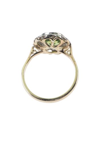 Um 1910 - Peridotring / Daisyring mit 12 Diamanten – Bild 4