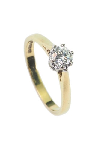 Datiert 1977 - Halbkaräter Solitär Brillant Verlobungsring – Bild 3