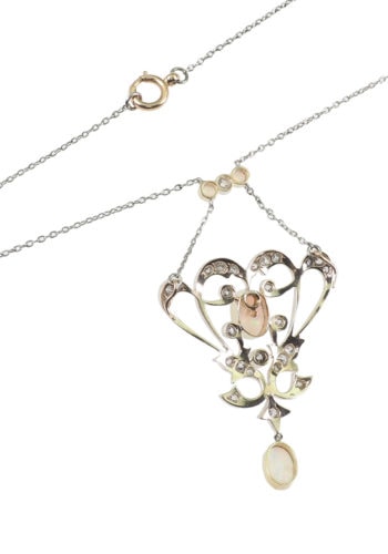 Um 1900 - Opale & Diamantencollier, edwardianisch – Bild 6