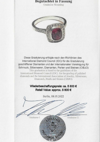 Datiert 1963 - 18K Rubinring / Verlobungsring, inklusive Edelsteinezertifikat! – Bild 8