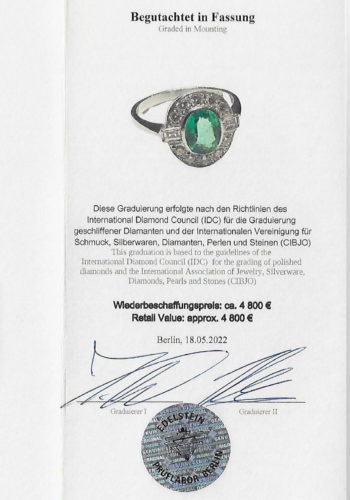 Second Hand - Platin Smaragdring mit Edelsteinzertifikat! – Bild 8
