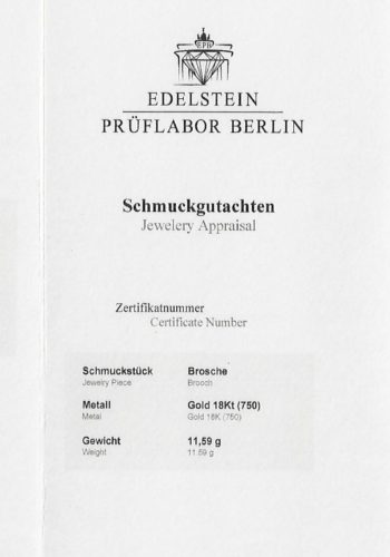 Um 1900 - Italienische Diamantbrosche, inklusive Edelsteinezertifikat! – Bild 8