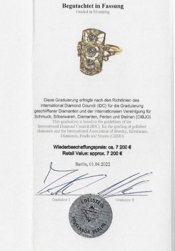 Um 1900 - Belle Epoque Diamantring, inklusive Diamantgutachten! – Bild 9