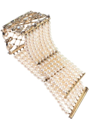 Um 1900 - Auftrennbarer Choker - Perlen, Diamanten & Mondsteine – Bild 4