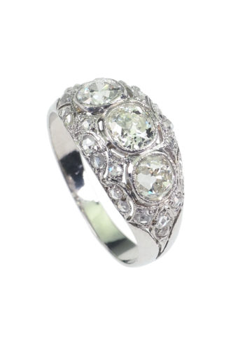 Um 1930 - Art déco Diamantring, mit Edelsteineprüfbericht! – Bild 3