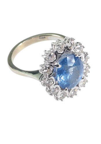 Um 1950 - Saphir & Brillanten Verlobungsring, mit Edelsteinezertifikat! – Bild 4