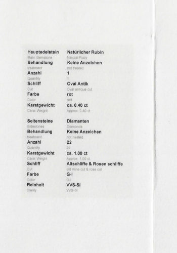 Um 1900 - Art nouveau Ring mit Rubin & Diamanten, mit Edelsteinzertifikat! – Bild 6