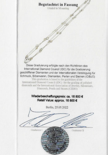 Um 1910 - Platinkette mit 31 Diamanten, inklusive Schmuckgutachten! – Bild 7