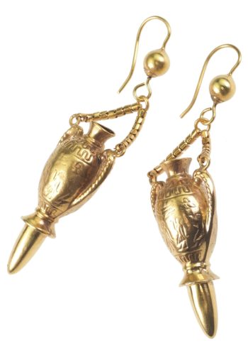 Um 1870 - Egyptian Revival Goldohrringe – Bild 4