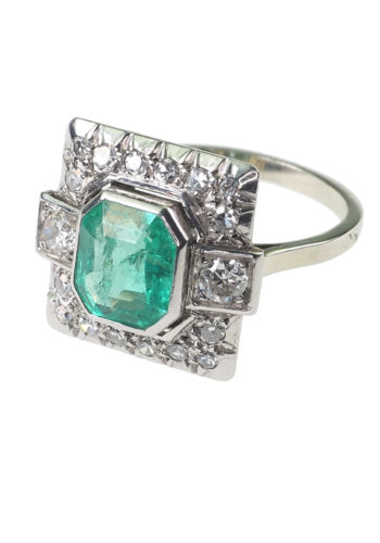 Um 1930 - Art déco Smaragdring mit Edelsteinprüfbericht! – Bild 4