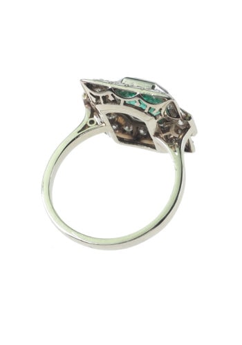 Um 1930 - Art déco Smaragdring mit Edelsteinprüfbericht! – Bild 5