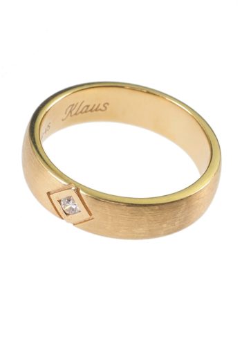 Vintage Ehering - 18 Karat Trauring mattiert mit Diamant – Bild 3