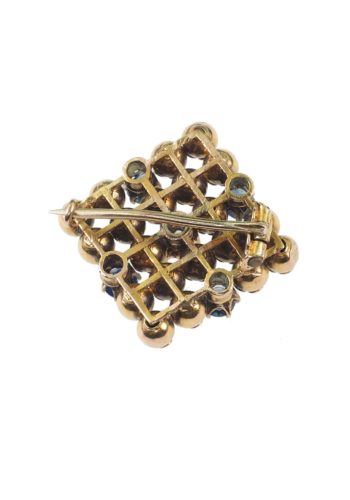 Um 1910 - Gold, Saphire, Diamant & Emaille Brosche – Bild 5