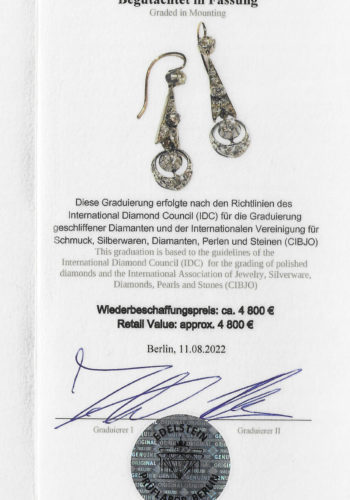 Um 1920 - Niederländische Art déco Diamantohrringe, inkl. Schmuckgutachten! – Bild 6