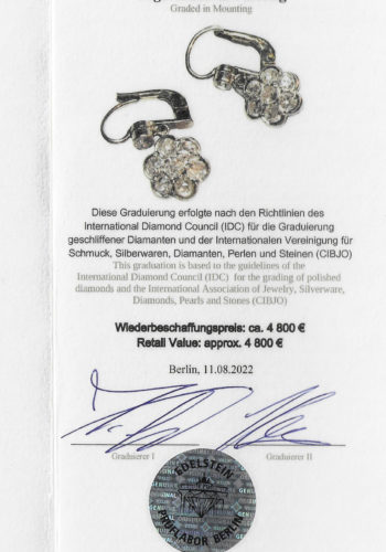 Um 1900 - 18K Goldohrringe mit Altschliffdiamanten, Edelsteinprüfbericht! – Bild 6