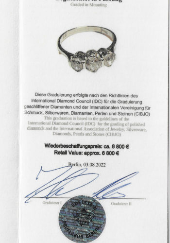 Um 1950 - Threestones Vintage Verlobungsring, Edelsteinzertifikat! – Bild 8
