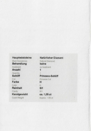 Um 1980 - Princess Cut Diamant Solitär Verlobungsring / Edelsteingutachten! – Bild 9