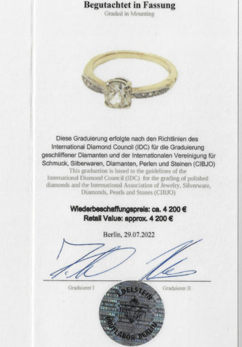 ** VERKAUFT ** Um 1930 - Niederländischer Diamantring mit Schmuckgutachten! – Bild 6
