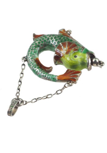 Um 1880 - "Parfumflasche" Silber & Emaille Anhänger – Bild 4