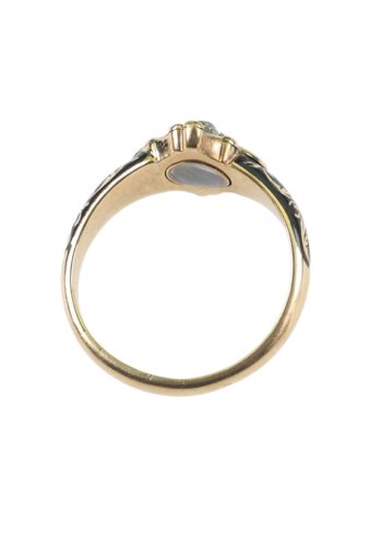 ** VERKAUFT ** Datiert 1856 - 18K Goldring mit Diamant & Emaillierung – Bild 4