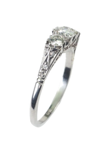 Um 1970 - Vintage Diamantring / Threestone Verlobungsring – Bild 4