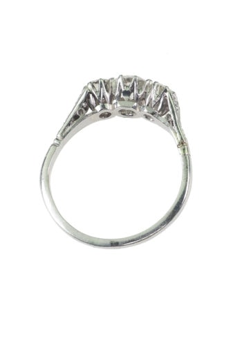 Um 1970 - Vintage Diamantring / Threestone Verlobungsring – Bild 5