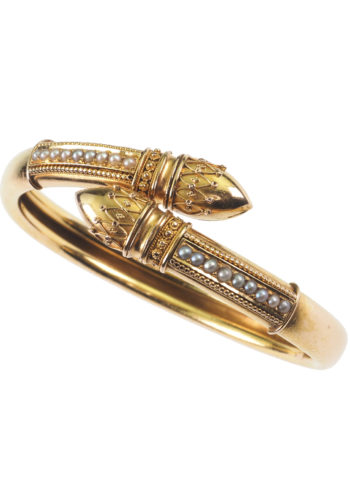 ** VERKAUFT ** Um 1870 - Etruscan Revival 15K Goldarmreif – Bild 3