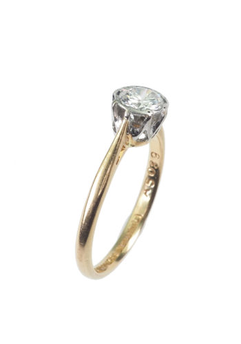 Um 1970 - Halbkaräter Solitär Brillant Verlobungsring – Bild 4