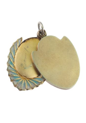 ** VERKAUFT ** Um 1900 - Fensteremaille & Emaillemalerei Jugendstilmedaillon – Bild 4